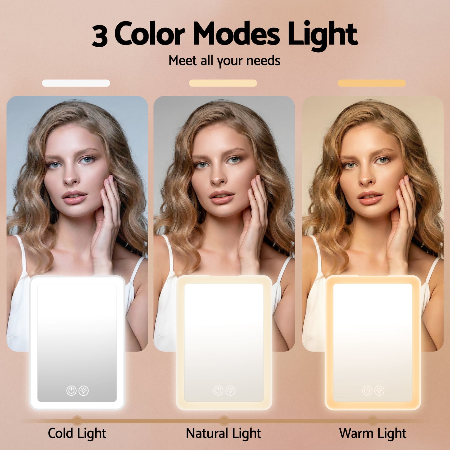 Embellir Portable Travel Makeup Mirror Rechargeable Makeup Mirror with Lights 10x Magnifier White MM-E-FOLD-10X-LED-WH
