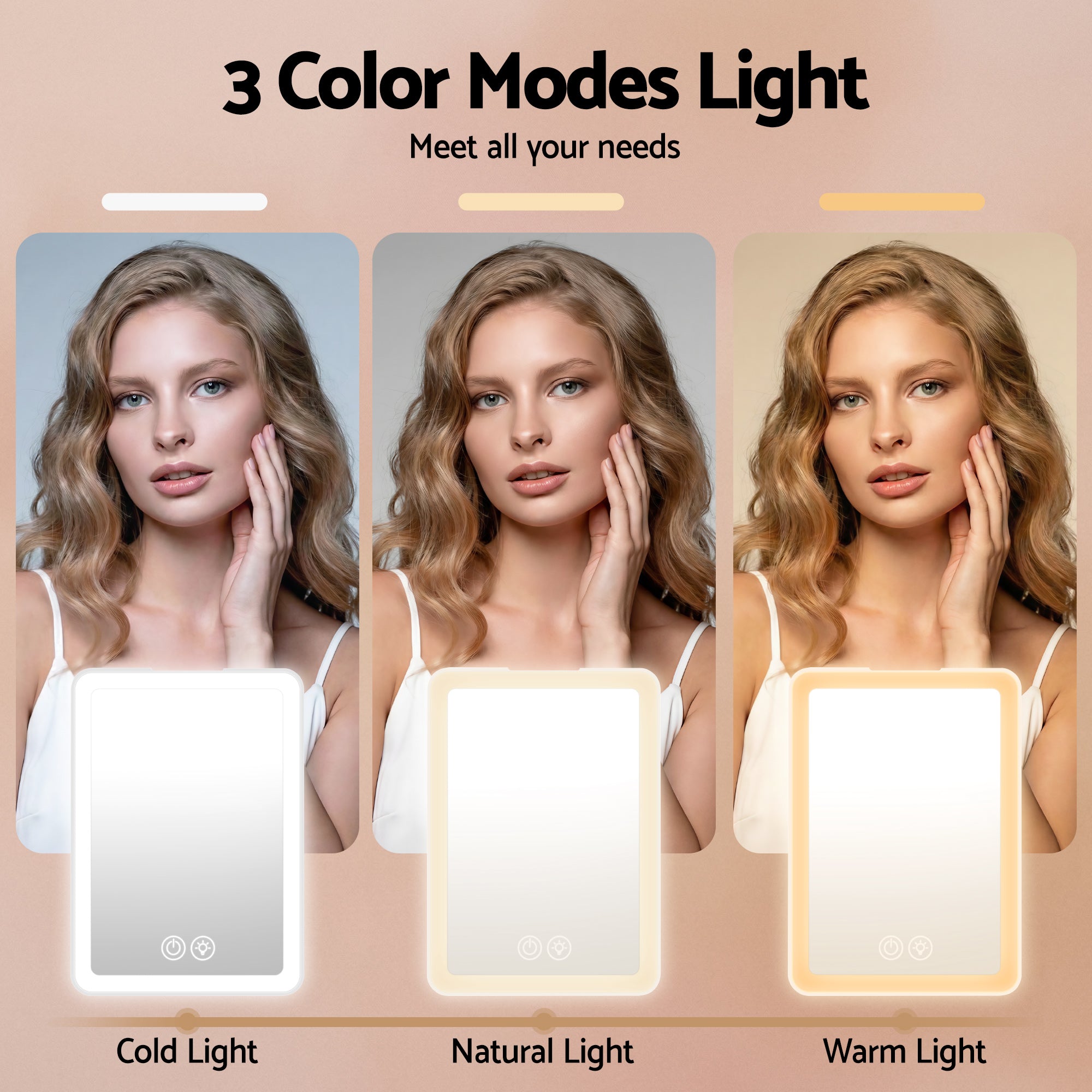 Embellir Portable Travel Makeup Mirror Rechargeable Makeup Mirror with Lights 10x Magnifier White MM-E-FOLD-10X-LED-WH