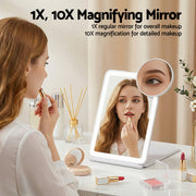 Embellir Portable Travel Makeup Mirror Rechargeable Makeup Mirror with Lights 10x Magnifier White MM-E-FOLD-10X-LED-WH