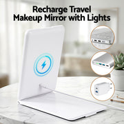 Embellir Portable Travel Makeup Mirror Rechargeable Makeup Mirror with Lights 10x Magnifier White MM-E-FOLD-10X-LED-WH
