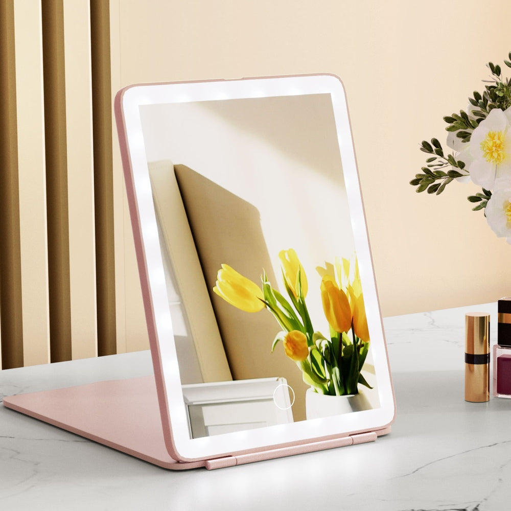 Embellir Compact Makeup Mirror w/ LED Light Portable Foldable Travel Beauty Pink MM-E-FOLD-2014LED-PK