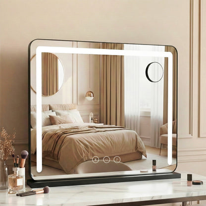 Embellir Makeup Mirror 60x50cm Hollywood Vanity with LED Light Tabletop Black MM-E-FRAME-5060LED-BK