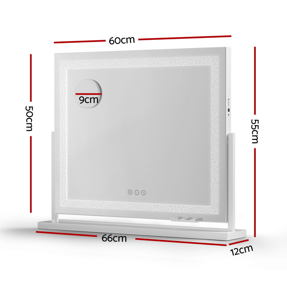 Embellir Makeup Mirror 60x50cm 360~ Rotatable Vanity Mirror with Lights Crystal LED MM-E-FRAME-5060LED-CR-ZJ