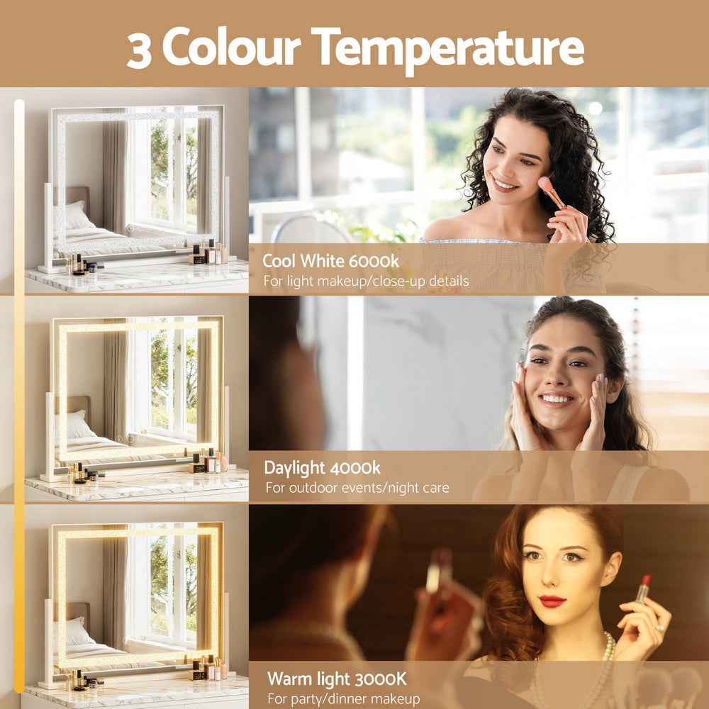 Embellir Makeup Mirror 60x50cm 360~ Rotatable Vanity Mirror with Lights Crystal LED MM-E-FRAME-5060LED-CR-ZJ