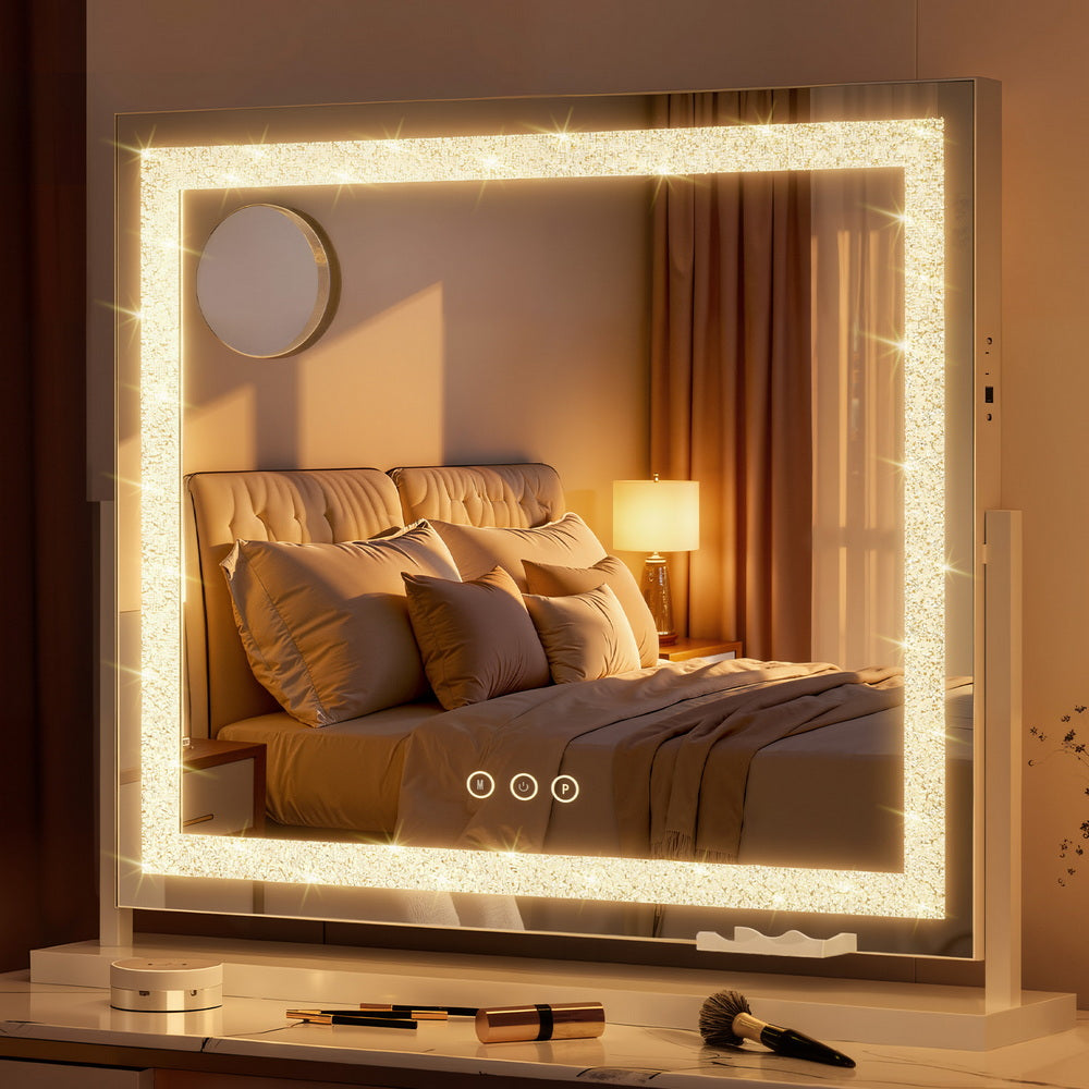 Embellir Makeup Mirror 60x50cm 360~ Rotatable Vanity Mirror with Lights Crystal LED MM-E-FRAME-5060LED-CR-ZJ