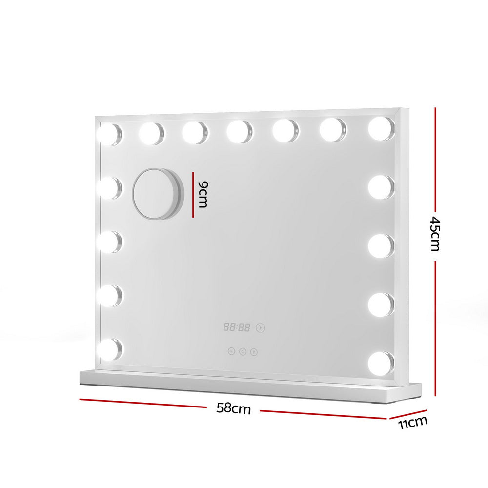 Embellir Makeup Mirror 58x45cm Hollywood Vanity with LED Light Tabletop White MM-E-FRAME-5846LED-WH