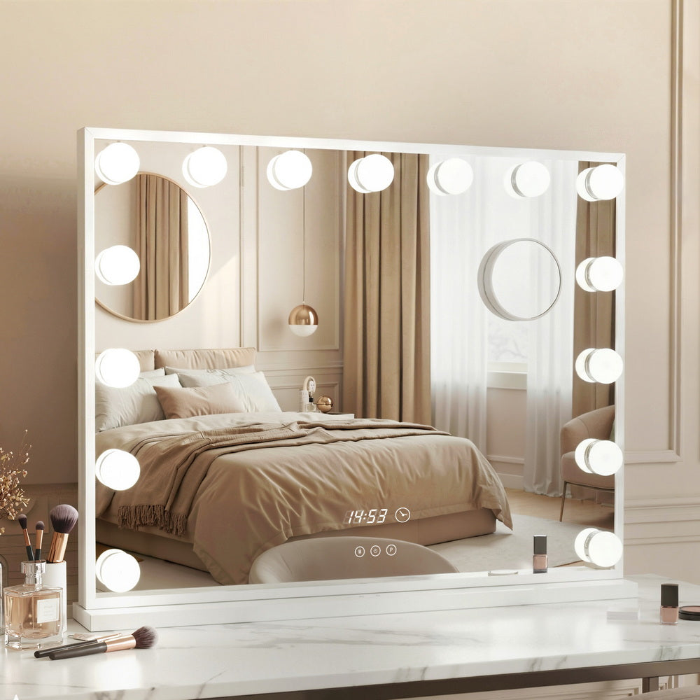 Embellir Makeup Mirror 58x45cm Hollywood Vanity with LED Light Tabletop White MM-E-FRAME-5846LED-WH