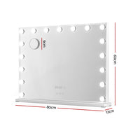 Embellir Makeup Mirror 80x60cm Hollywood Vanity with LED Light Tabletop White MM-E-FRAME-5880LED-WH