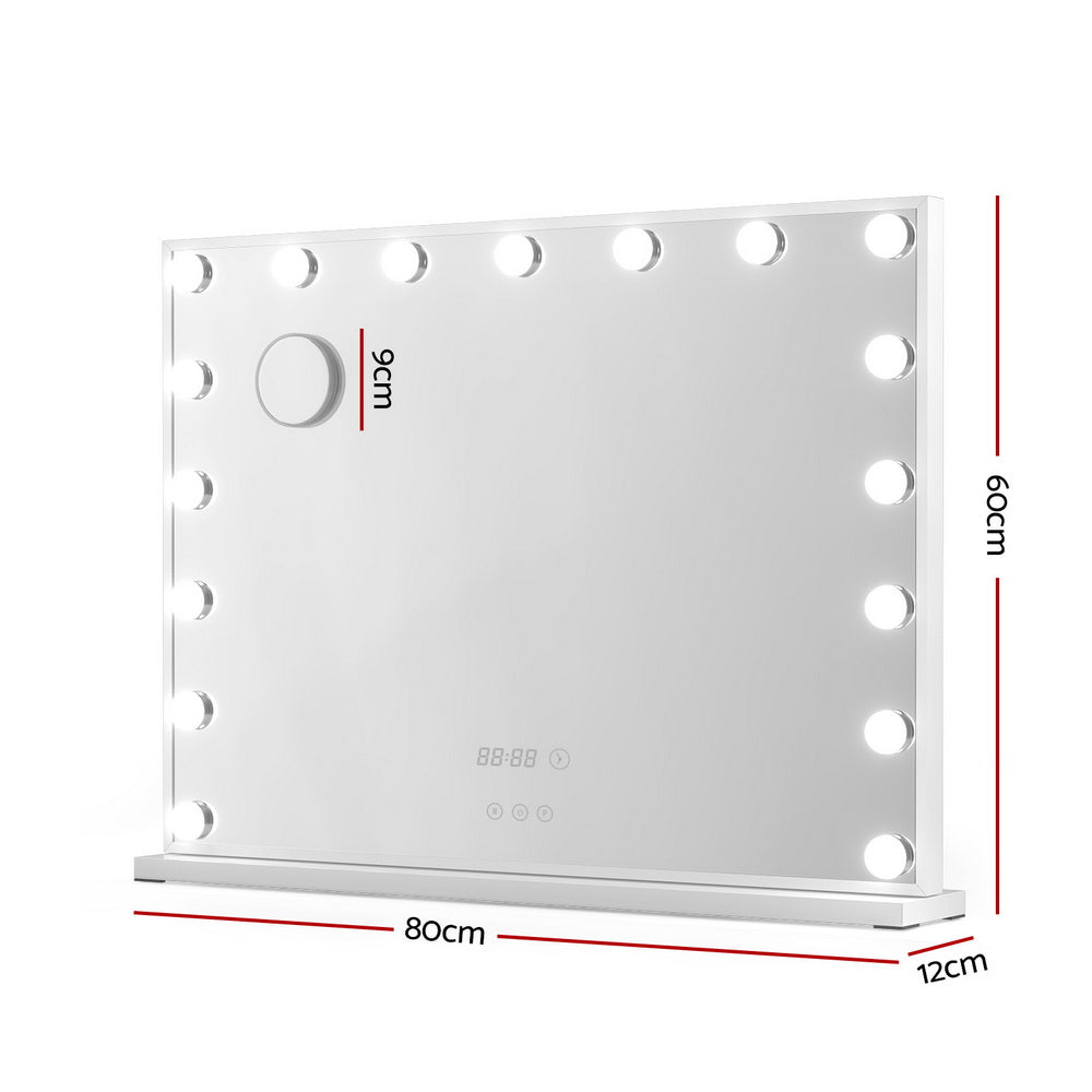 Embellir Makeup Mirror 80x60cm Hollywood Vanity with LED Light Tabletop White MM-E-FRAME-5880LED-WH