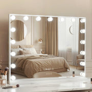 Embellir Makeup Mirror 80x60cm Hollywood Vanity with LED Light Tabletop White MM-E-FRAME-5880LED-WH