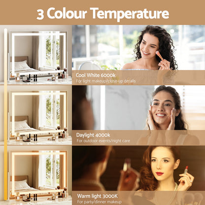 Embellir Makeup Mirror 80x58cm 360~ Rotatable Vanity Mirror with Lights Bright Light Strip Adjustable MM-E-FRAME-5880LED-ZJ