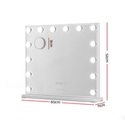 Embellir Makeup Mirror 60x52cm Hollywood Vanity with LED Light Tabletop White MM-E-FRAME-6052LED-WH