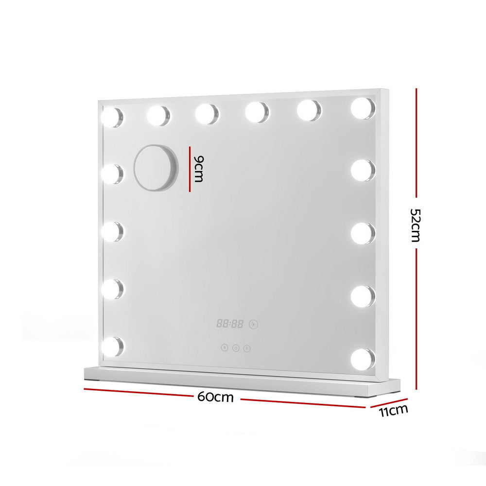 Embellir Makeup Mirror 60x52cm Hollywood Vanity with LED Light Tabletop White MM-E-FRAME-6052LED-WH
