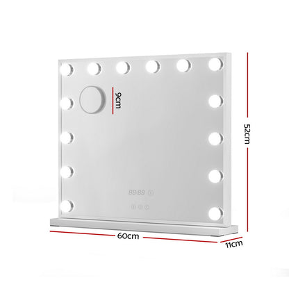 Embellir Makeup Mirror 60x52cm Hollywood Vanity with LED Light Tabletop White MM-E-FRAME-6052LED-WH