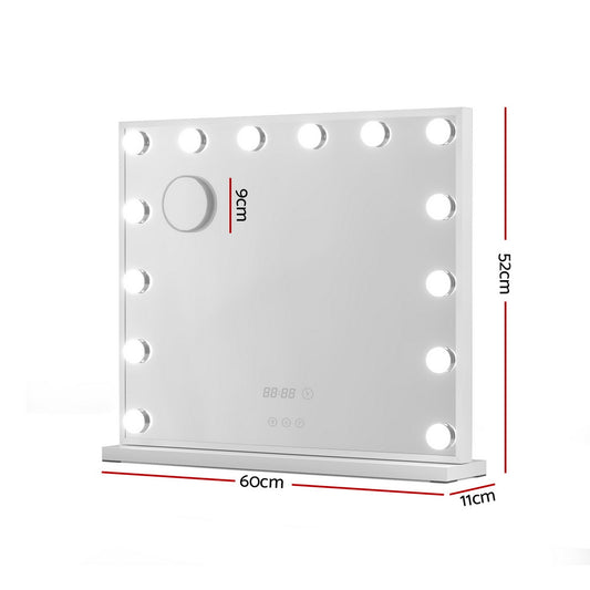 Embellir Makeup Mirror 60x52cm Hollywood Vanity with LED Light Tabletop White MM-E-FRAME-6052LED-WH