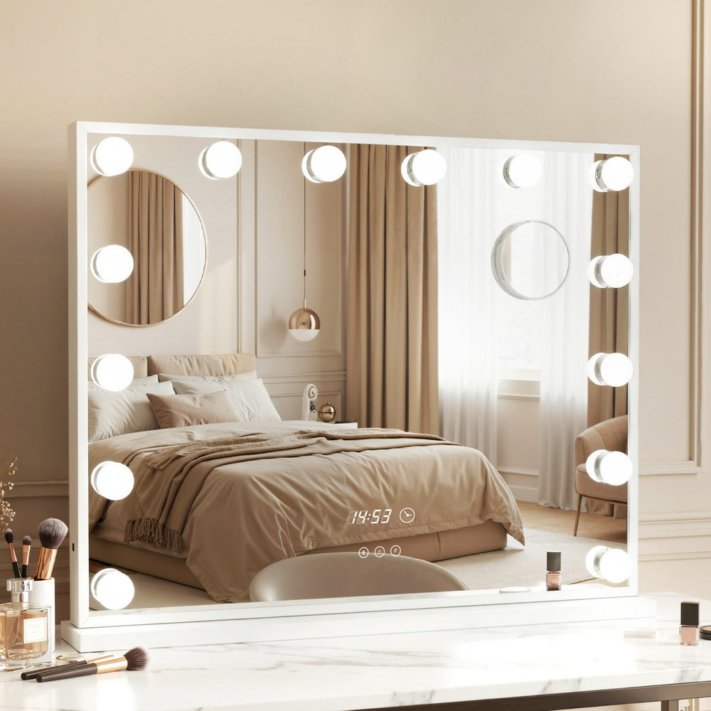 Embellir Makeup Mirror 60x52cm Hollywood Vanity with LED Light Tabletop White MM-E-FRAME-6052LED-WH
