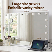 Embellir 90x60cm Makeup Mirror Large Hollywood Vanity Mirror with 18 Dimmable LED Bulbs