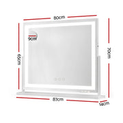 80x65cm Embellir Makeup Mirror Hollywood Vanity with LED Light White Frame MM-E-FRAME-6580LED-WH