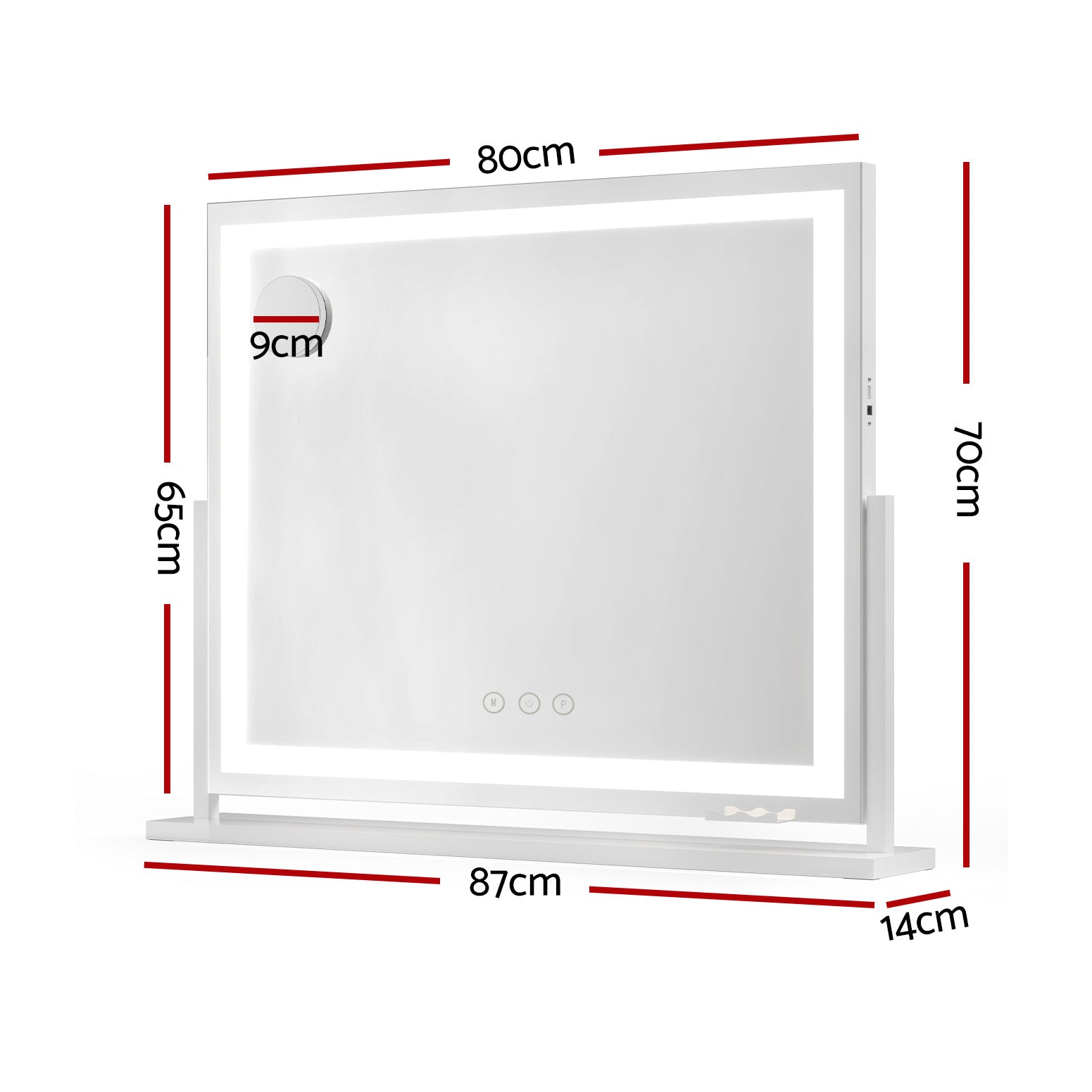 80x65cm Embellir Makeup Mirror Hollywood Vanity with LED Light White Frame MM-E-FRAME-6580LED-WH