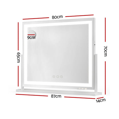 80x65cm Embellir Makeup Mirror Hollywood Vanity with LED Light White Frame MM-E-FRAME-6580LED-WH