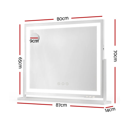 80x65cm Embellir Makeup Mirror Hollywood Vanity with LED Light White Frame MM-E-FRAME-6580LED-WH