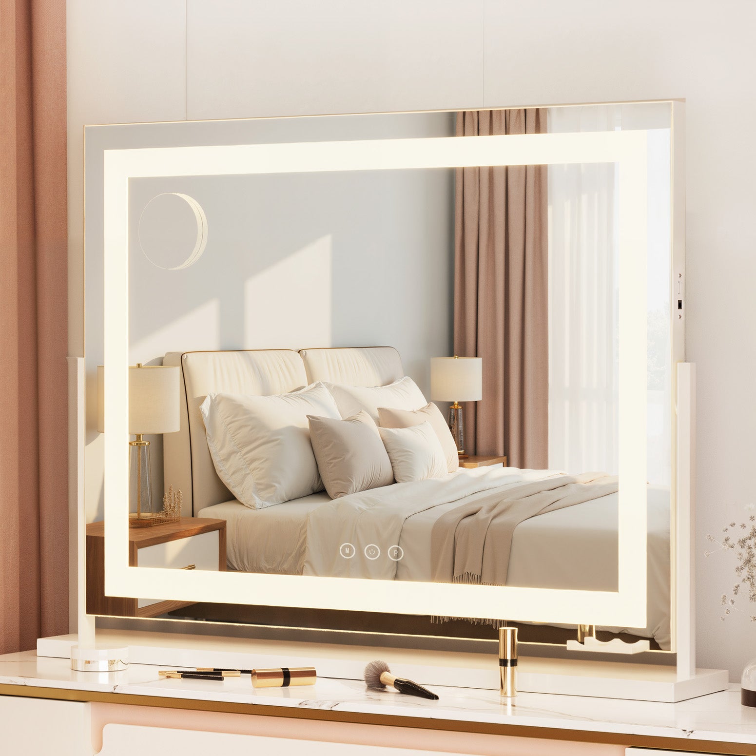 80x65cm Embellir Makeup Mirror Hollywood Vanity with LED Light White Frame MM-E-FRAME-6580LED-WH
