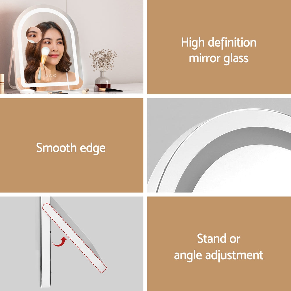 Embellir Makeup Mirror 35x45cm Dressing Vanity LED Stripe Light with 5x Magnification Rotation White Arch MM-E-FRAMELS-3545-AR
