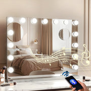 Embellir Bluetooth Makeup Mirror 58x46cm Hollywood Vanity with LED Light Wall MM-E-FRAMELS-5846-GS-BT