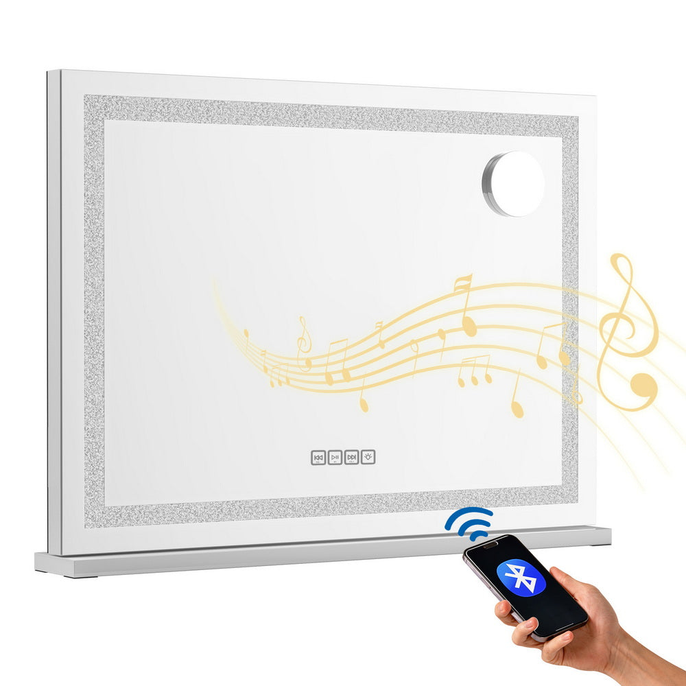 Embellir Bluetooth Makeup Mirror 58x46cm Hollywood Vanity with LED Light Crystal MM-E-FRAMELS-5846LED-GS-BT