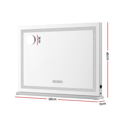 Embellir Bluetooth Makeup Mirror 58x46cm Hollywood Vanity with LED Light Crystal MM-E-FRAMELS-5846LED-GS-BT