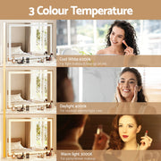 Embellir Bluetooth Makeup Mirror 58x46cm Hollywood Vanity with LED Light Crystal MM-E-FRAMELS-5846LED-GS-BT