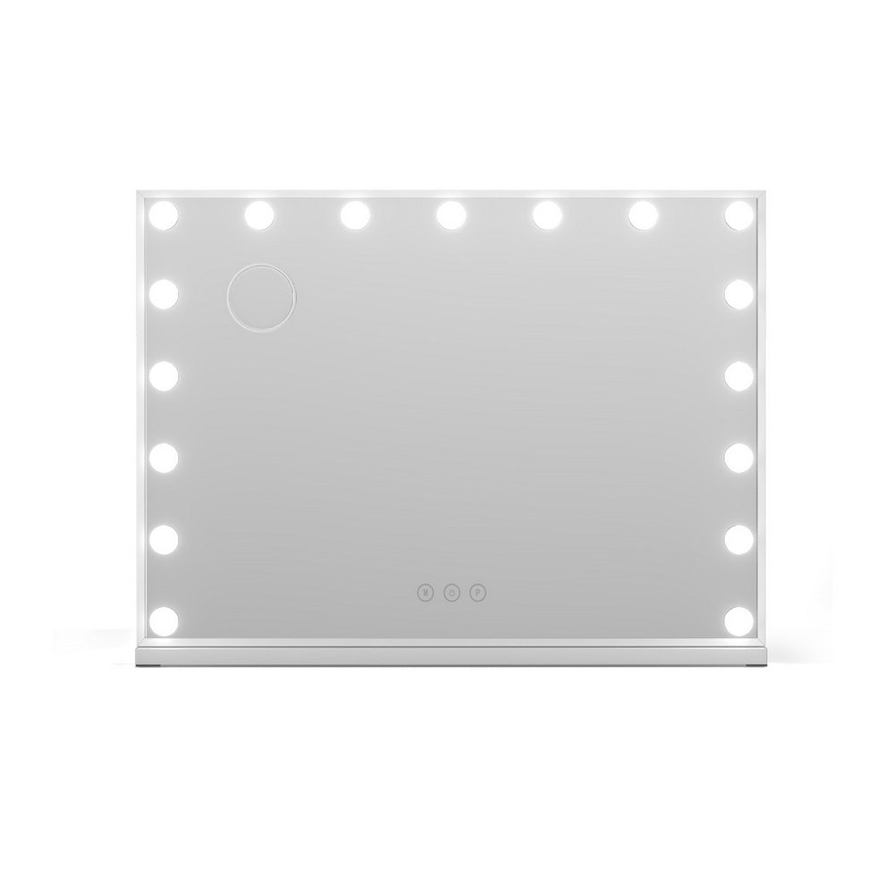 Embellir Makeup Mirror 80x58cm Hollywood Vanity with LED Light Tabletop Wall MM-E-FRAMELS-5880-WH