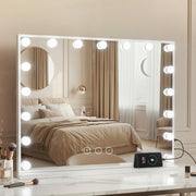 Embellir Makeup Mirror 80x58cm Hollywood Vanity with LED Light Tabletop Wall MM-E-FRAMELS-5880-WH