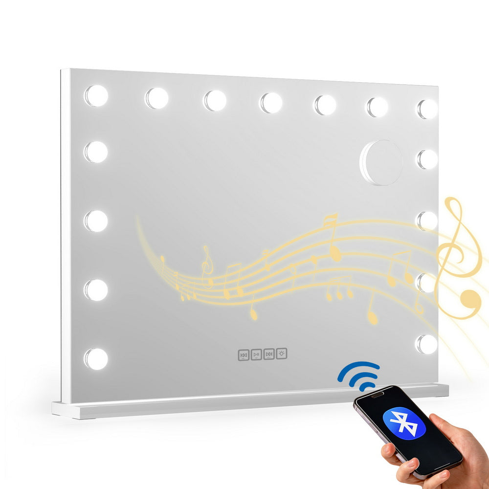 Embellir Bluetooth Makeup Mirror 80x58cm Hollywood Vanity with LED Light Wall MM-E-FRAMELS-5880-WH-BT