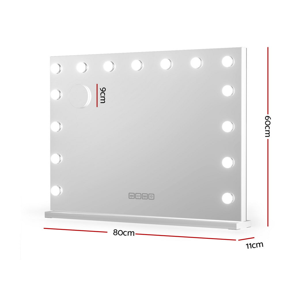 Embellir Bluetooth Makeup Mirror 80x58cm Hollywood Vanity with LED Light Wall MM-E-FRAMELS-5880-WH-BT