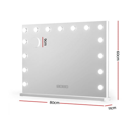 Embellir Bluetooth Makeup Mirror 80x58cm Hollywood Vanity with LED Light Wall MM-E-FRAMELS-5880-WH-BT
