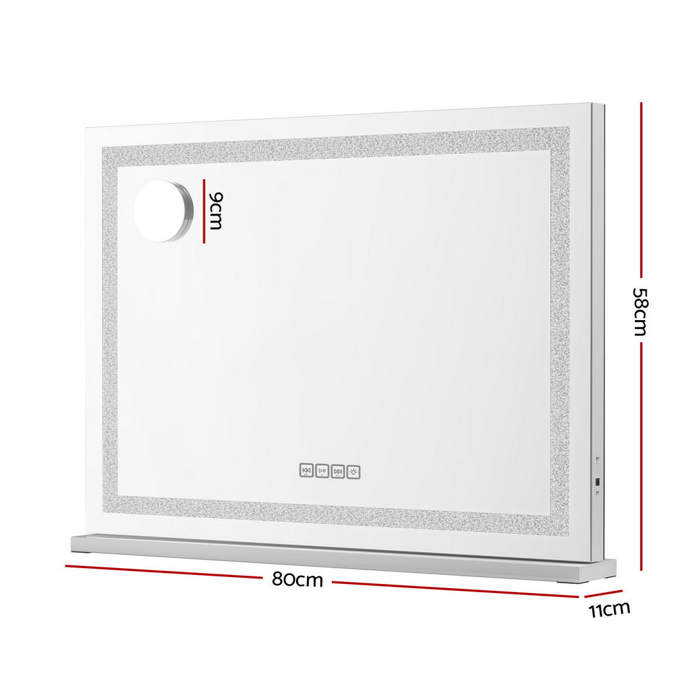 Embellir Bluetooth Makeup Mirror 80x58cm Hollywood Vanity with LED Light Crystal MM-E-FRAMELS-5880LED-GS-BT