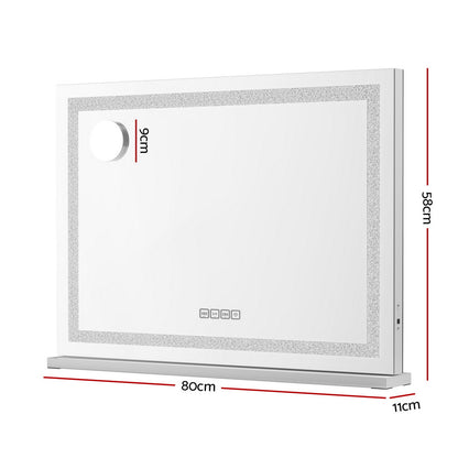 Embellir Bluetooth Makeup Mirror 80x58cm Hollywood Vanity with LED Light Crystal MM-E-FRAMELS-5880LED-GS-BT