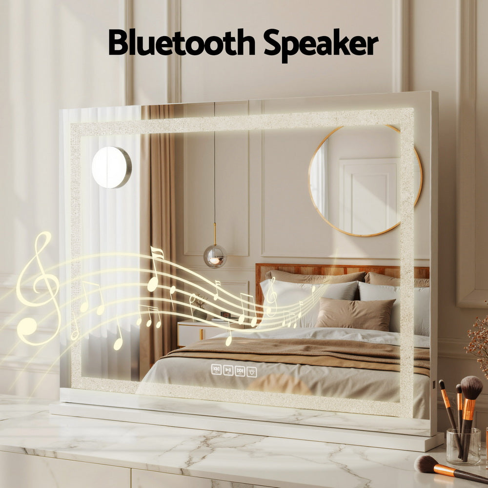 Embellir Bluetooth Makeup Mirror 80x58cm Hollywood Vanity with LED Light Crystal MM-E-FRAMELS-5880LED-GS-BT