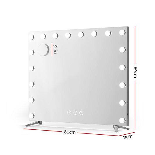 80x65cm Embellir Makeup Mirror Hollywood Vanity with LED Light Silver Legs MM-E-FRAMELS-6580LED-GS