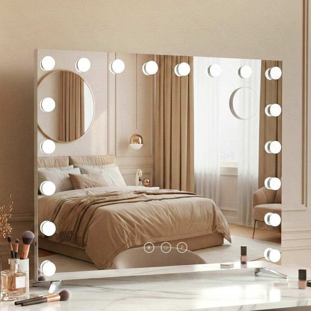80x65cm Embellir Makeup Mirror Hollywood Vanity with LED Light Silver Legs MM-E-FRAMELS-6580LED-GS