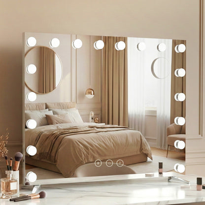 80x65cm Embellir Makeup Mirror Hollywood Vanity with LED Light Silver Legs MM-E-FRAMELS-6580LED-GS