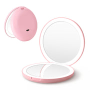 Embellir LED Compact Mirror Lighted Travel Makeup Mirror Pocket-Sized 1x 10x Magnification Round Pink MM-E-PORT-10X-ROLED-PK