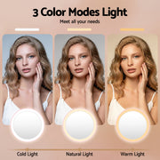 Embellir LED Compact Mirror Lighted Travel Makeup Mirror Pocket-Sized 1x 10x Magnification Round Pink MM-E-PORT-10X-ROLED-PK