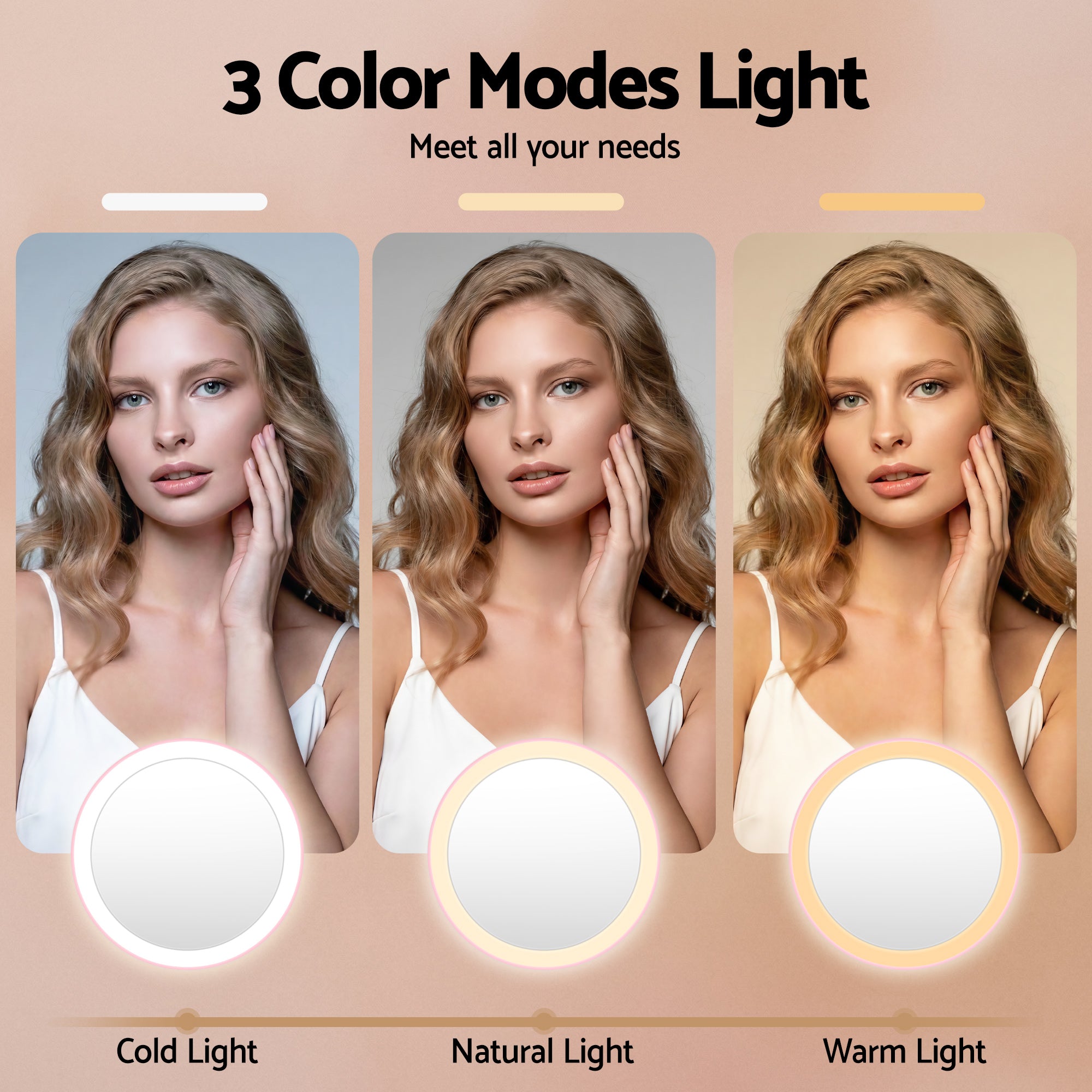 Embellir LED Compact Mirror Lighted Travel Makeup Mirror Pocket-Sized 1x 10x Magnification Round Pink MM-E-PORT-10X-ROLED-PK