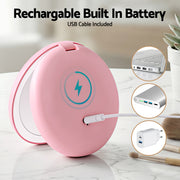 Embellir LED Compact Mirror Lighted Travel Makeup Mirror Pocket-Sized 1x 10x Magnification Round Pink MM-E-PORT-10X-ROLED-PK