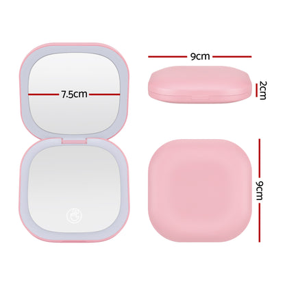 Embellir LED Compact Mirror Lighted Travel Makeup Mirror Pocket-Sized 1x 10x Magnification Square Pink MM-E-PORT-10X-SQLED-PK