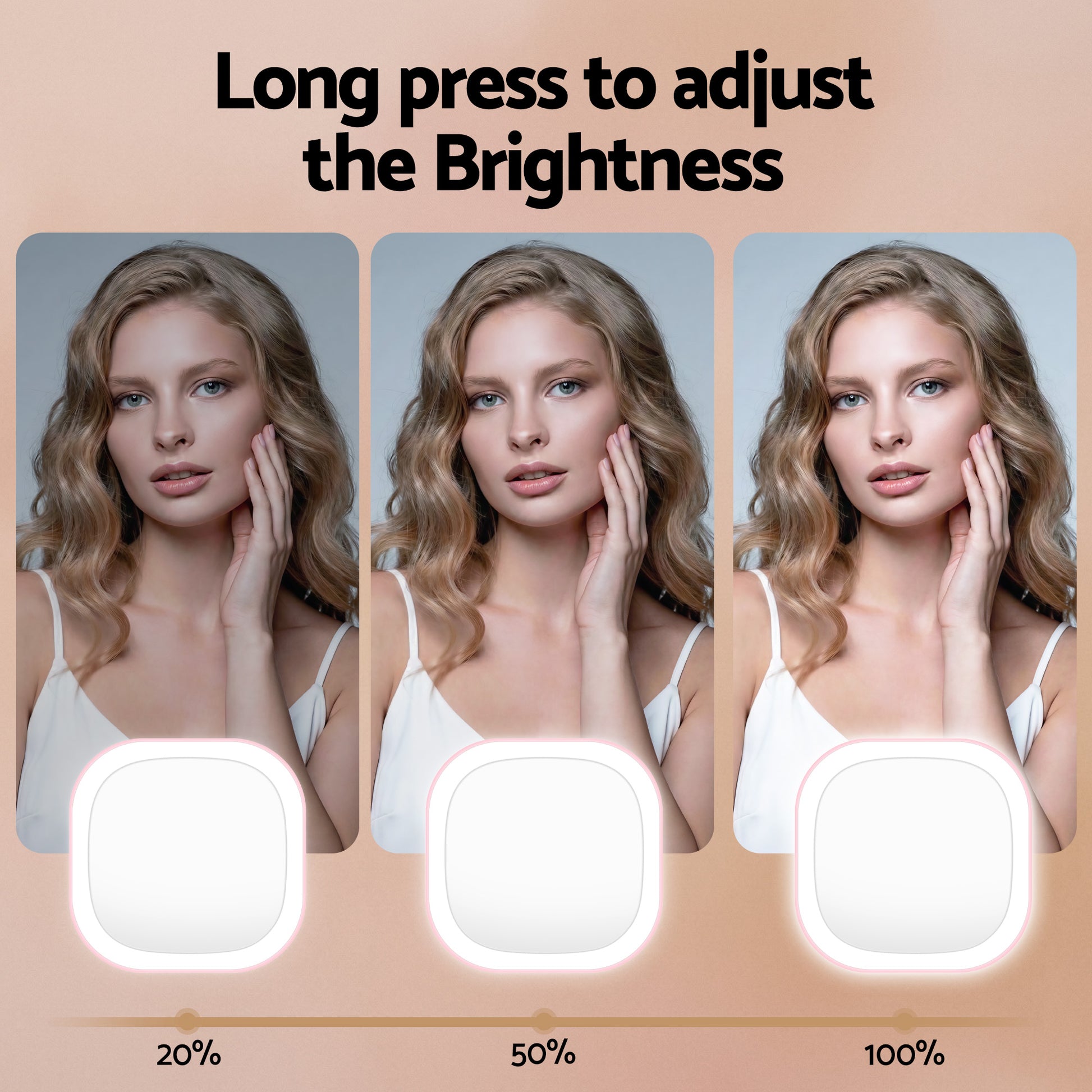Embellir LED Compact Mirror Lighted Travel Makeup Mirror Pocket-Sized 1x 10x Magnification Square Pink MM-E-PORT-10X-SQLED-PK