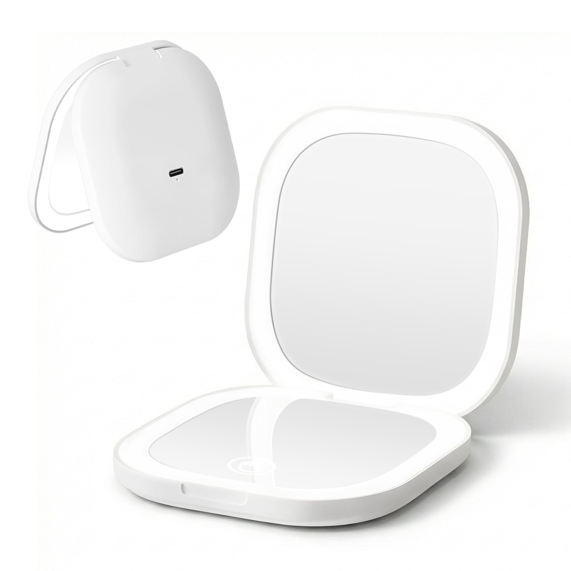 Embellir LED Compact Mirror Lighted Travel Makeup Mirror Pocket-Sized 1x 10x Magnification Square White MM-E-PORT-10X-SQLED-WH