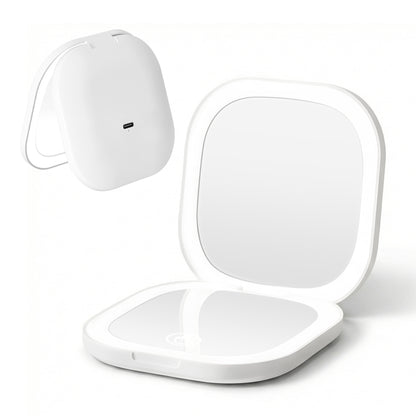 Embellir LED Compact Mirror Lighted Travel Makeup Mirror Pocket-Sized 1x 10x Magnification Square White MM-E-PORT-10X-SQLED-WH